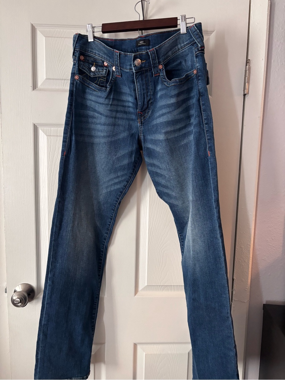 True Religion Men's Straight Jeans in Dark Blue Wash